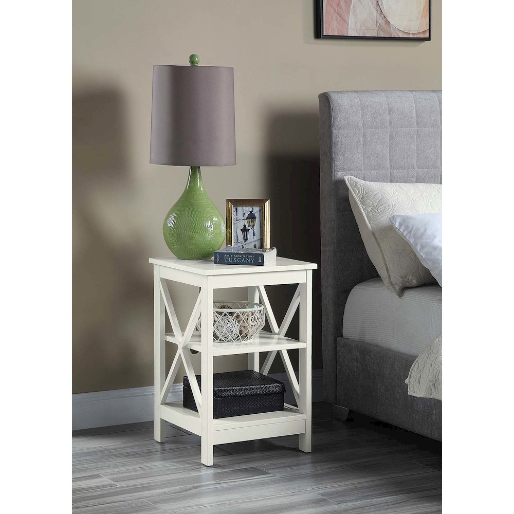 Oxford End Table with Shelves Ivory. Picture 2