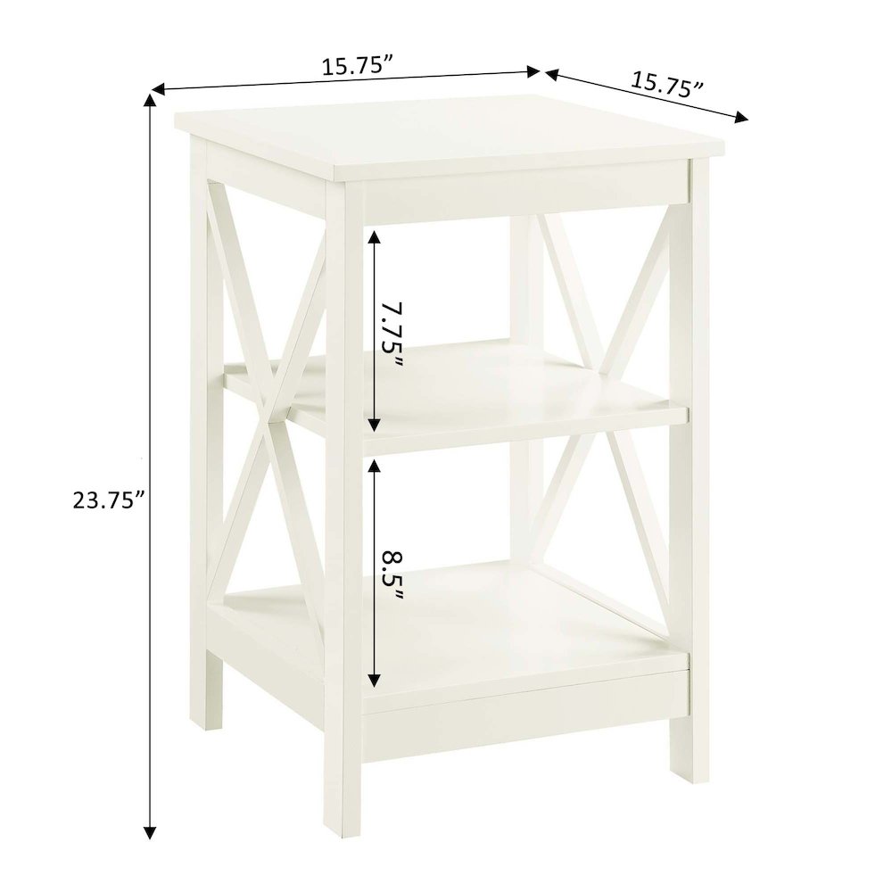 Oxford End Table with Shelves Ivory. Picture 5