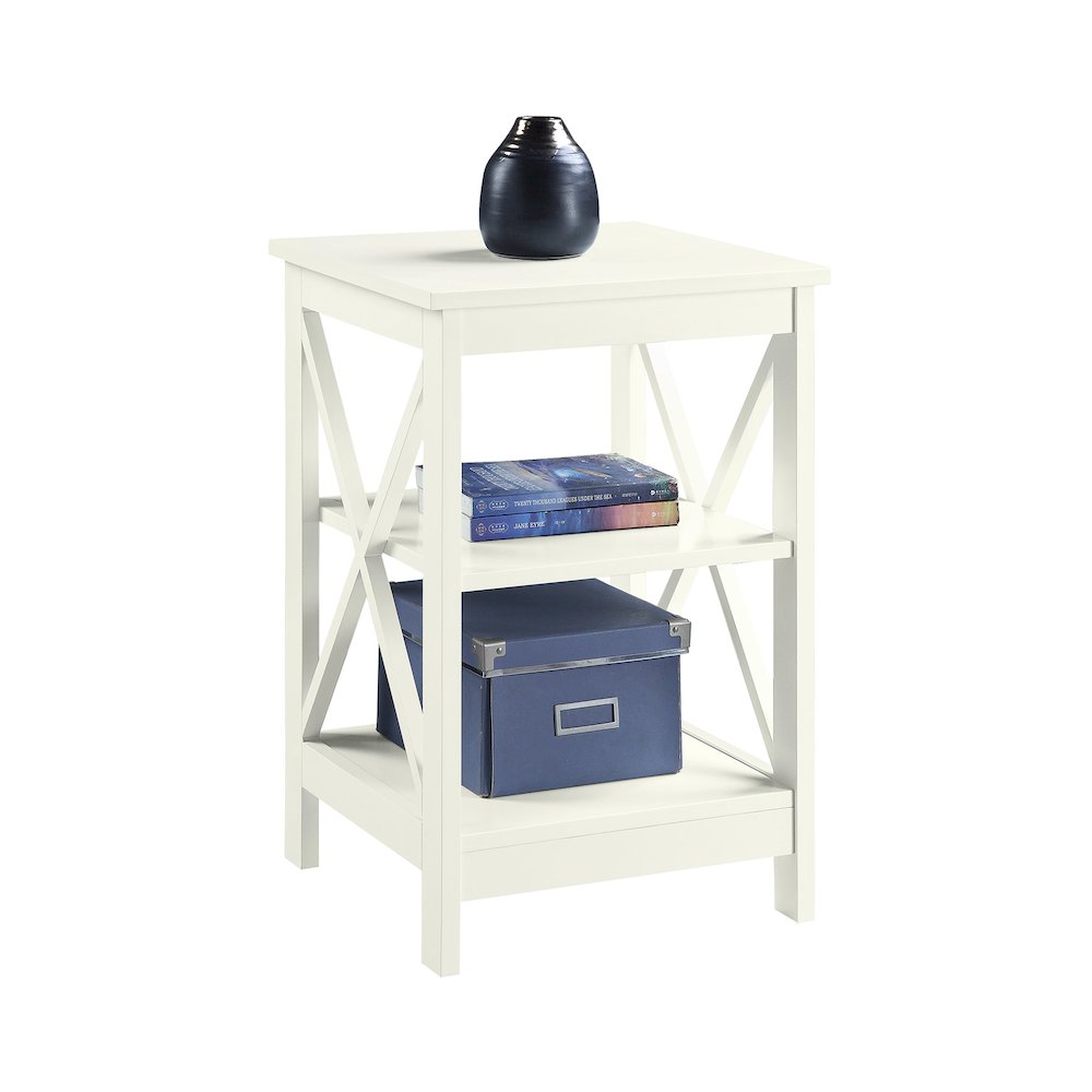 Oxford End Table with Shelves Ivory. Picture 3
