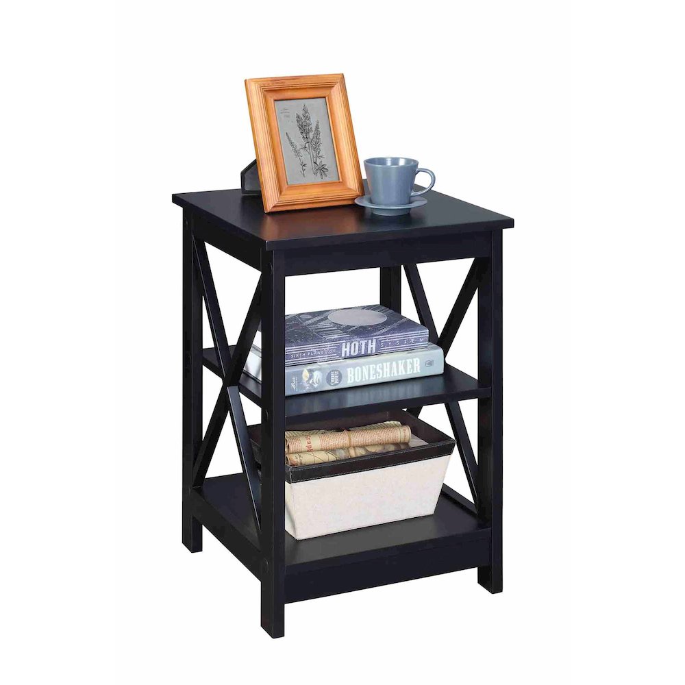 Oxford End Table with Shelves Black. Picture 3