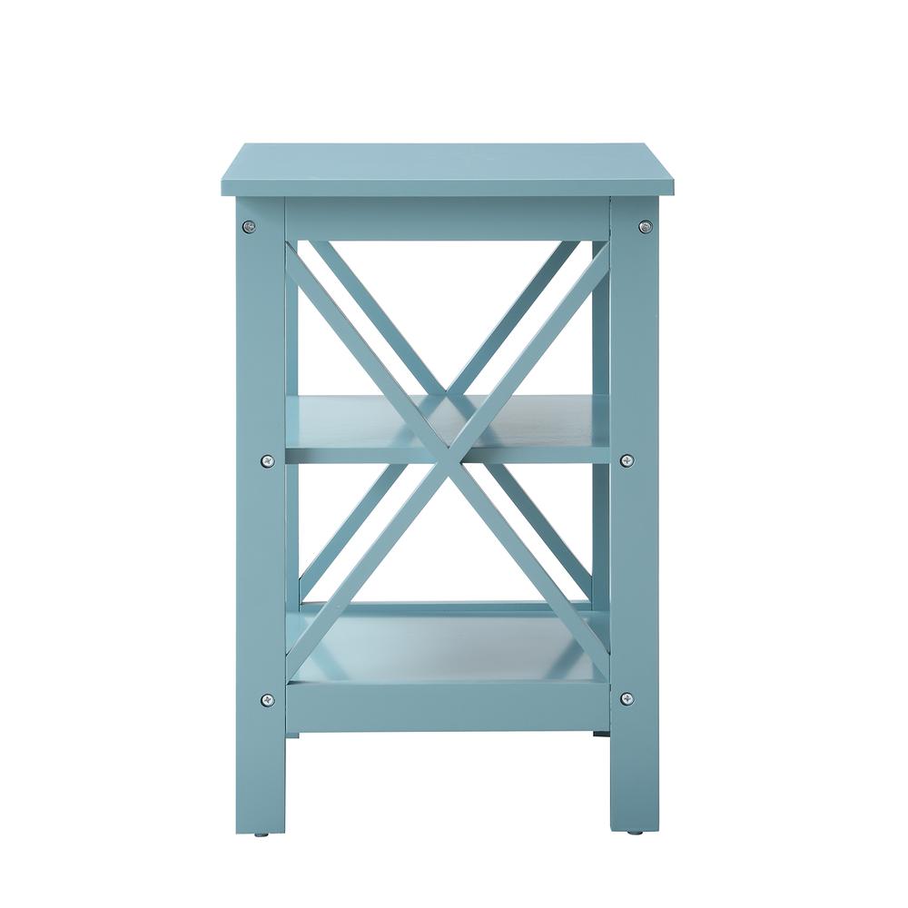 Sea Foam Blue End Table with Shelves for Storage and Stylish Decor. Picture 2