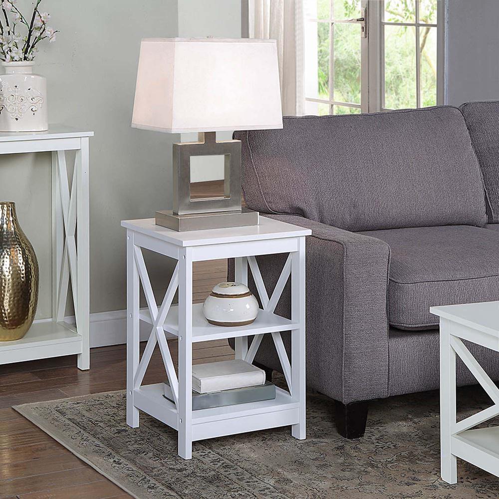 Oxford End Table with Shelves White. Picture 3