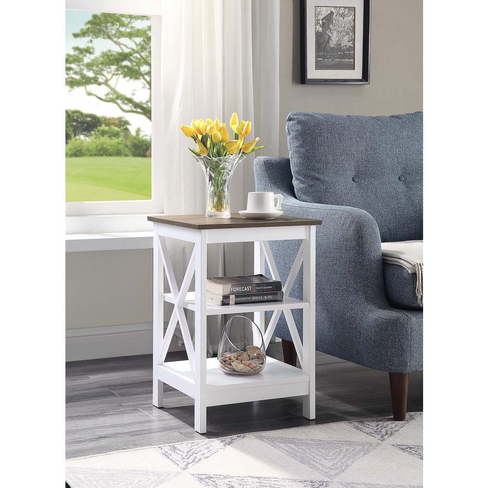 Oxford End Table with Shelves Driftwood/White. Picture 3