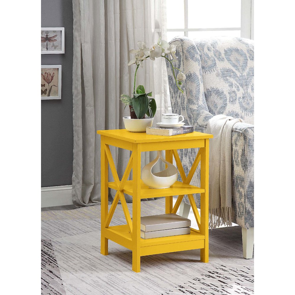 Oxford End Table with Shelves Yellow. Picture 2