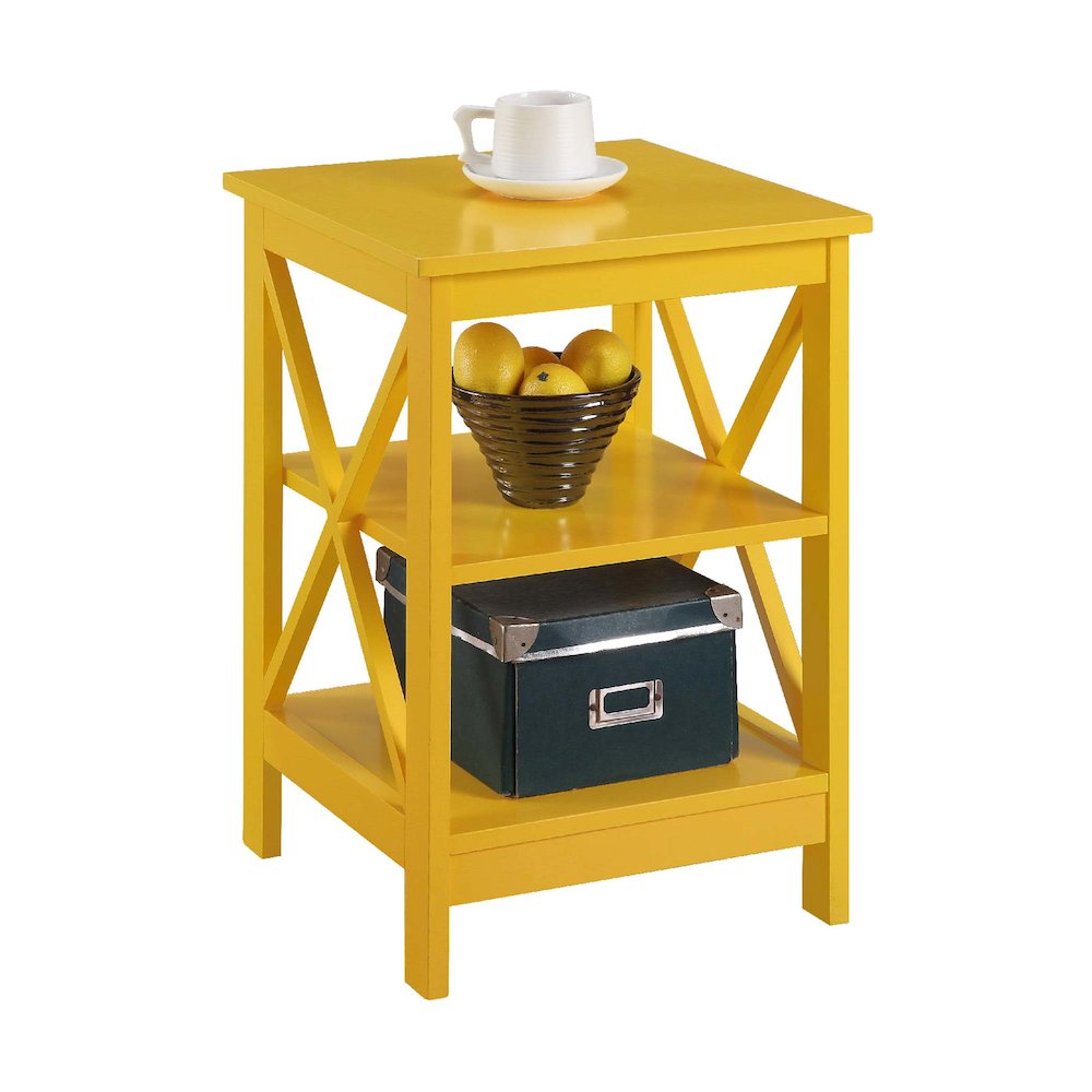 Oxford End Table with Shelves Yellow. Picture 3