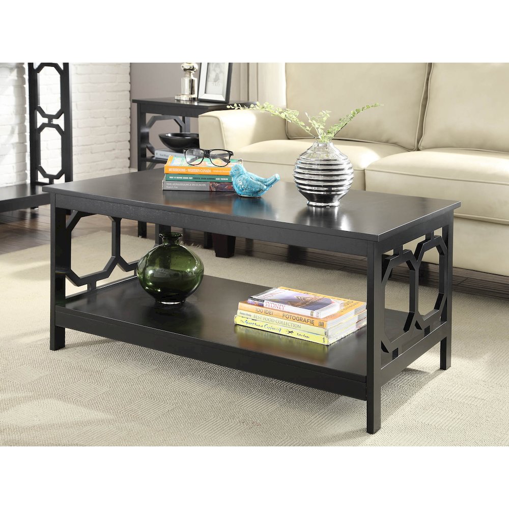 Omega Coffee Table with Shelf Black. Picture 2