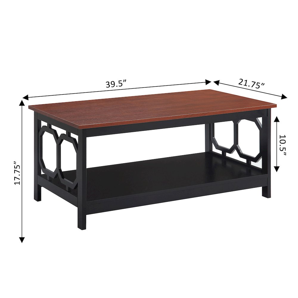 Omega Coffee Table with Shelf Cherry/Black. Picture 6