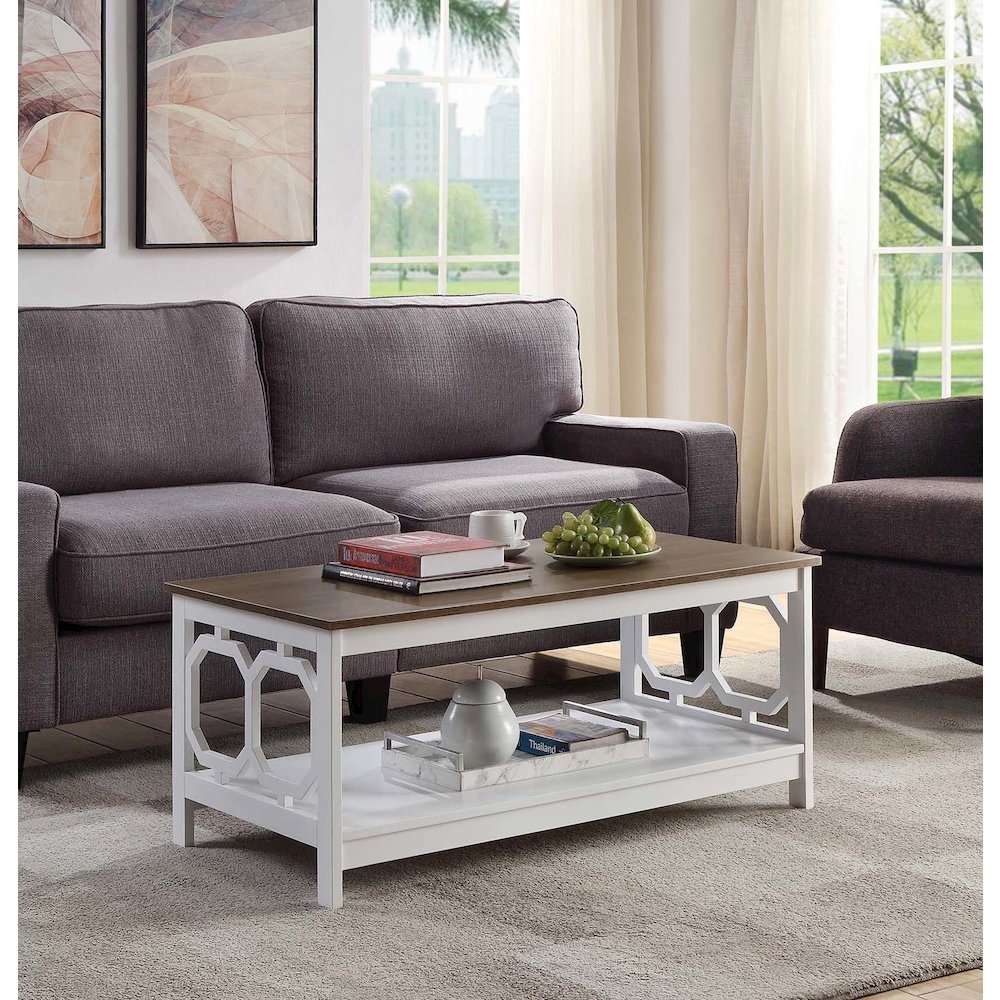Omega Coffee Table with Shelf Driftwood/White. Picture 2