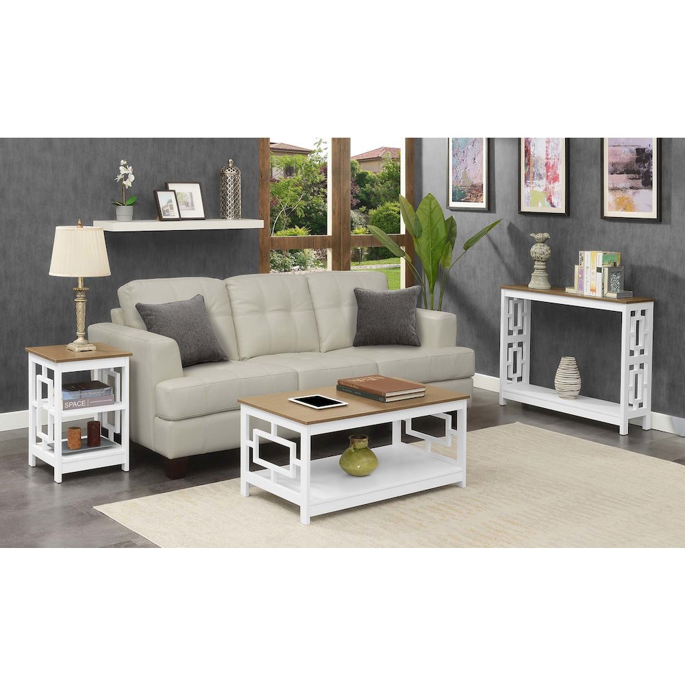 Town Square End Table with Shelves, Driftwood/White. Picture 5