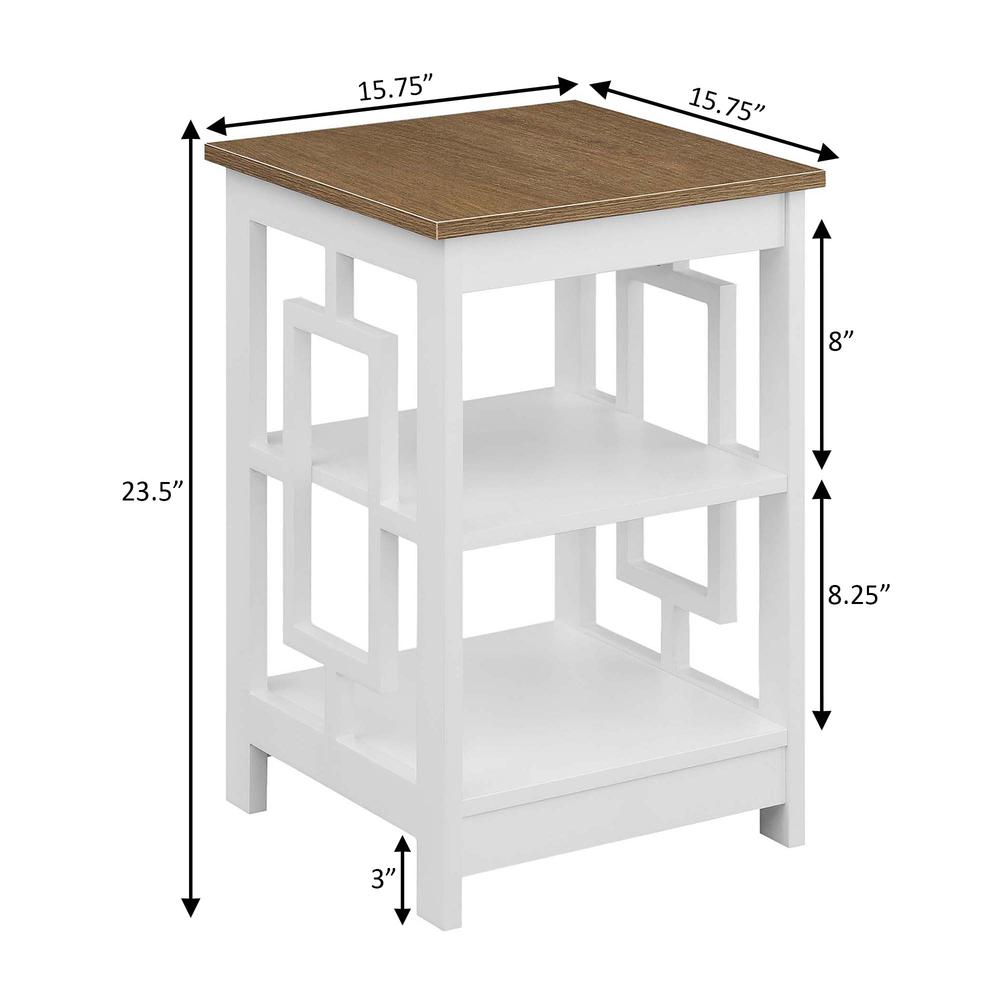 Town Square End Table with Shelves, Driftwood/White. Picture 3