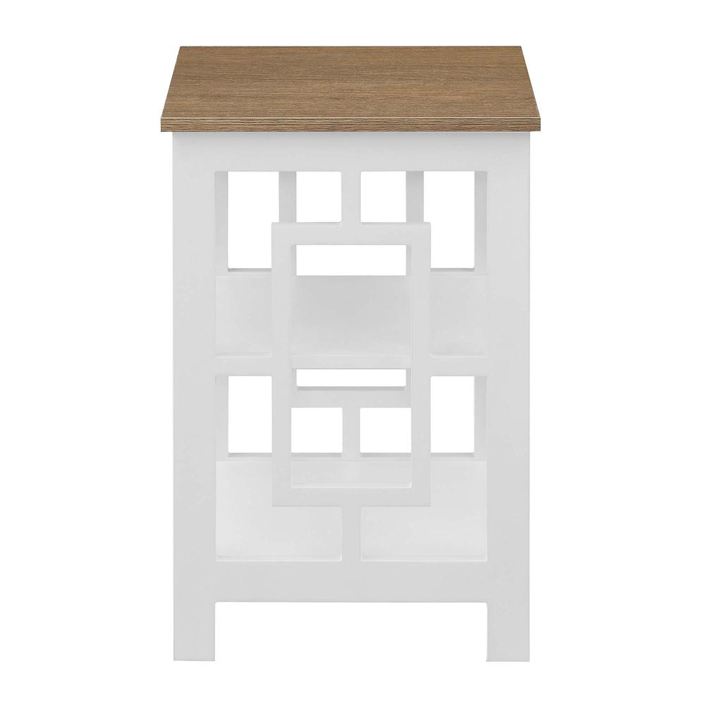 Town Square End Table with Shelves, Driftwood/White. Picture 2