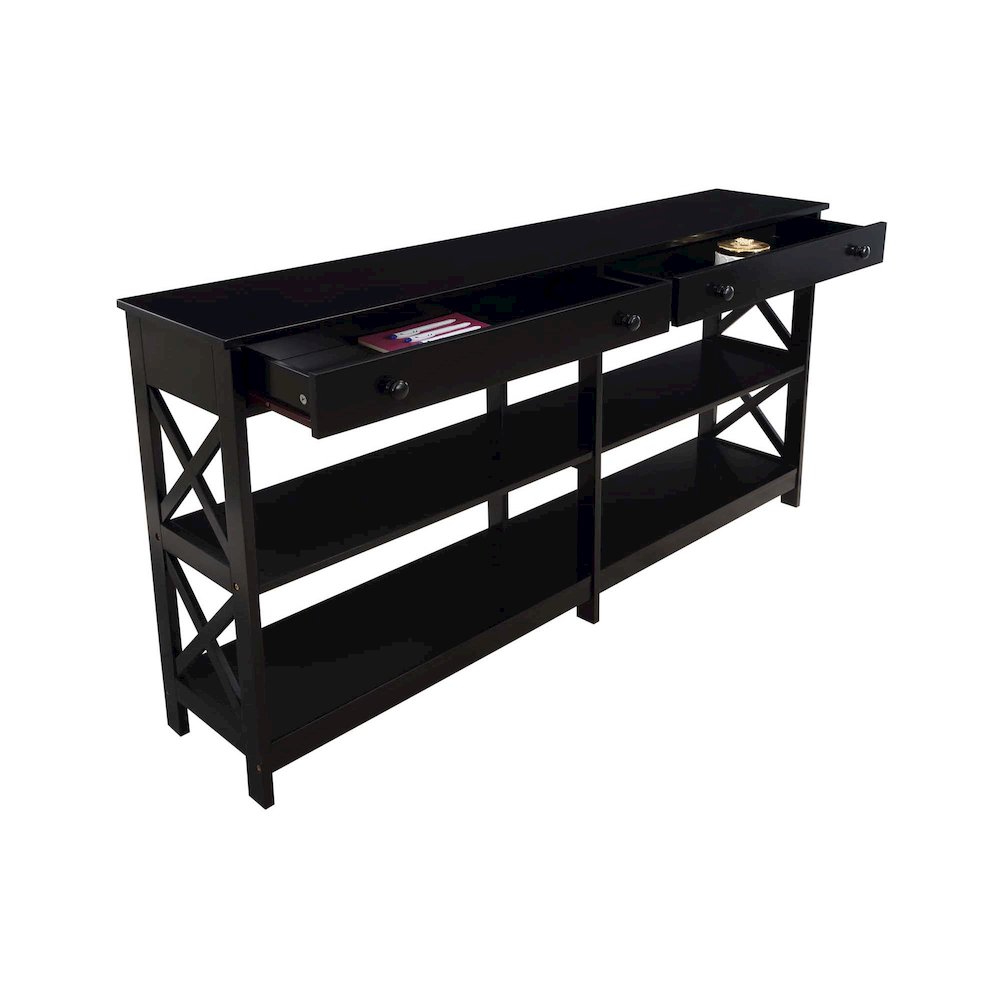 Oxford 2 Drawer 60 inch Console Table with Shelves. Picture 3