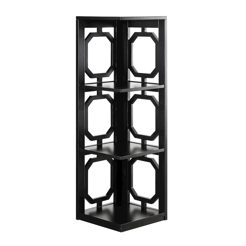 Omega 3 Tier Corner Bookcase, Black. Picture 1