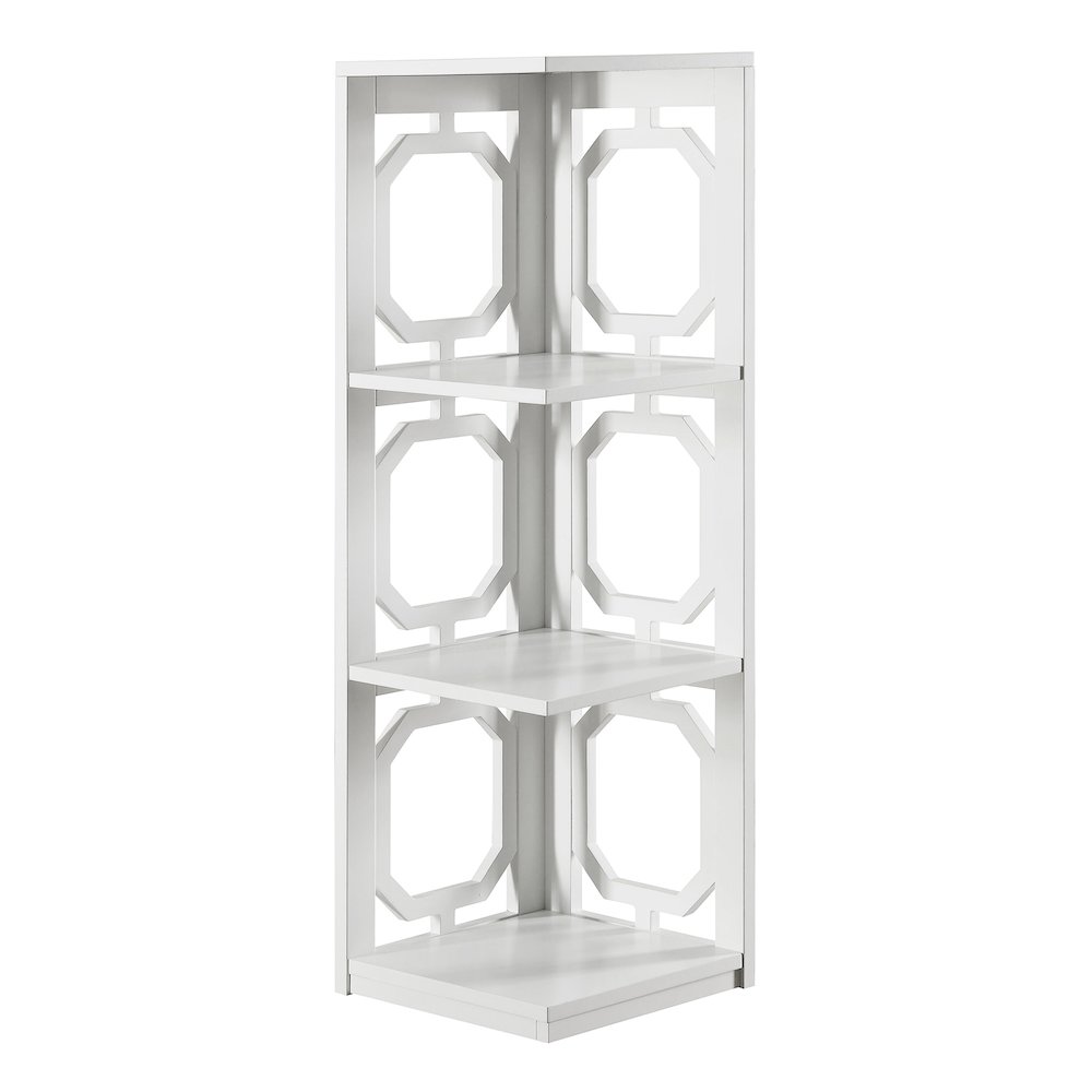 Omega 3 Tier Corner Bookcase, White. Picture 1