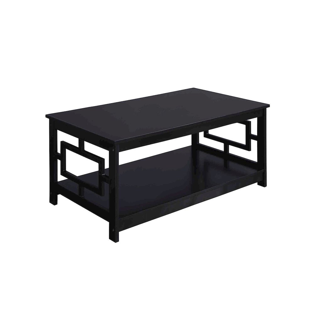 Town Square Coffee Table with Shelf, Black. Picture 1