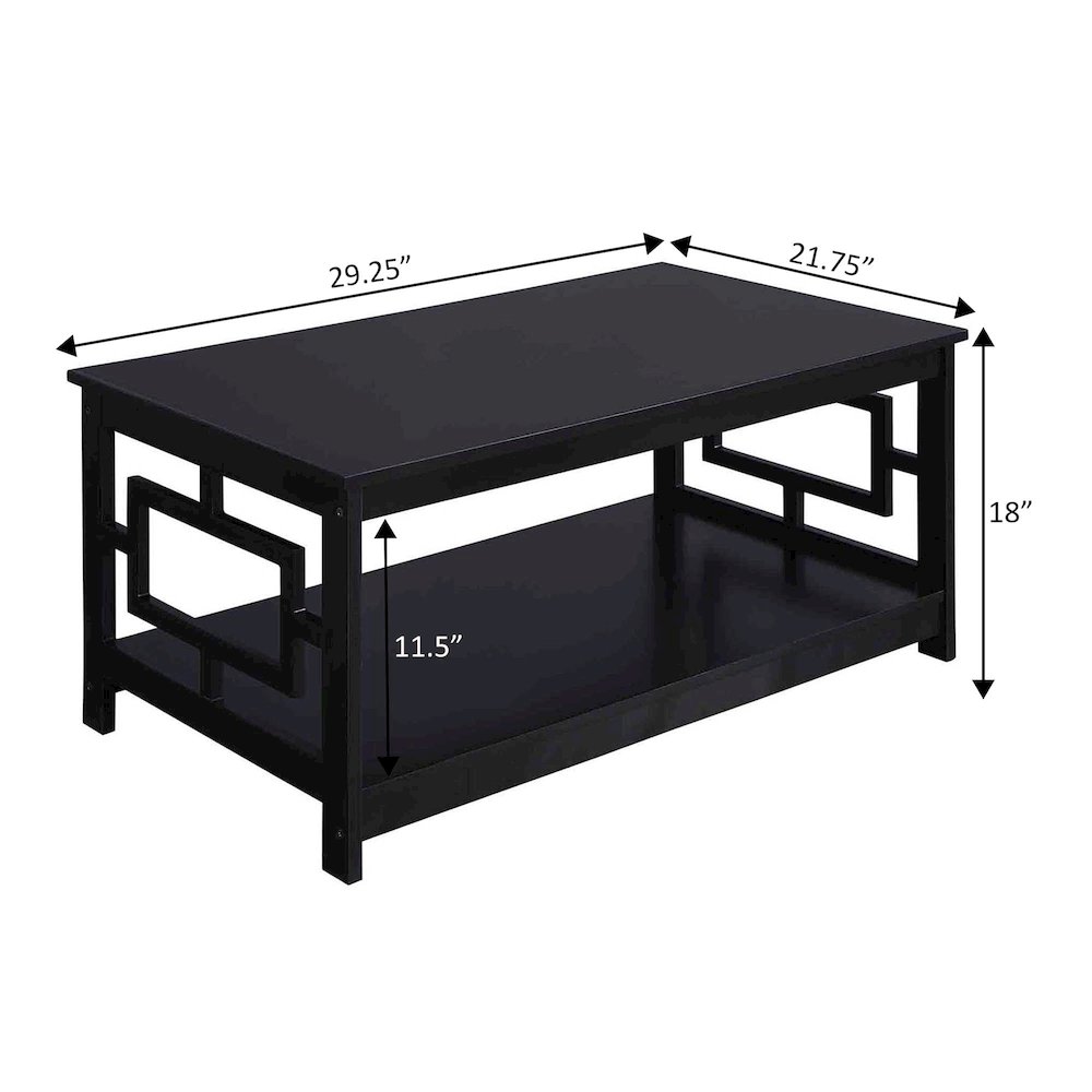 Town Square Coffee Table with Shelf, Black. Picture 4