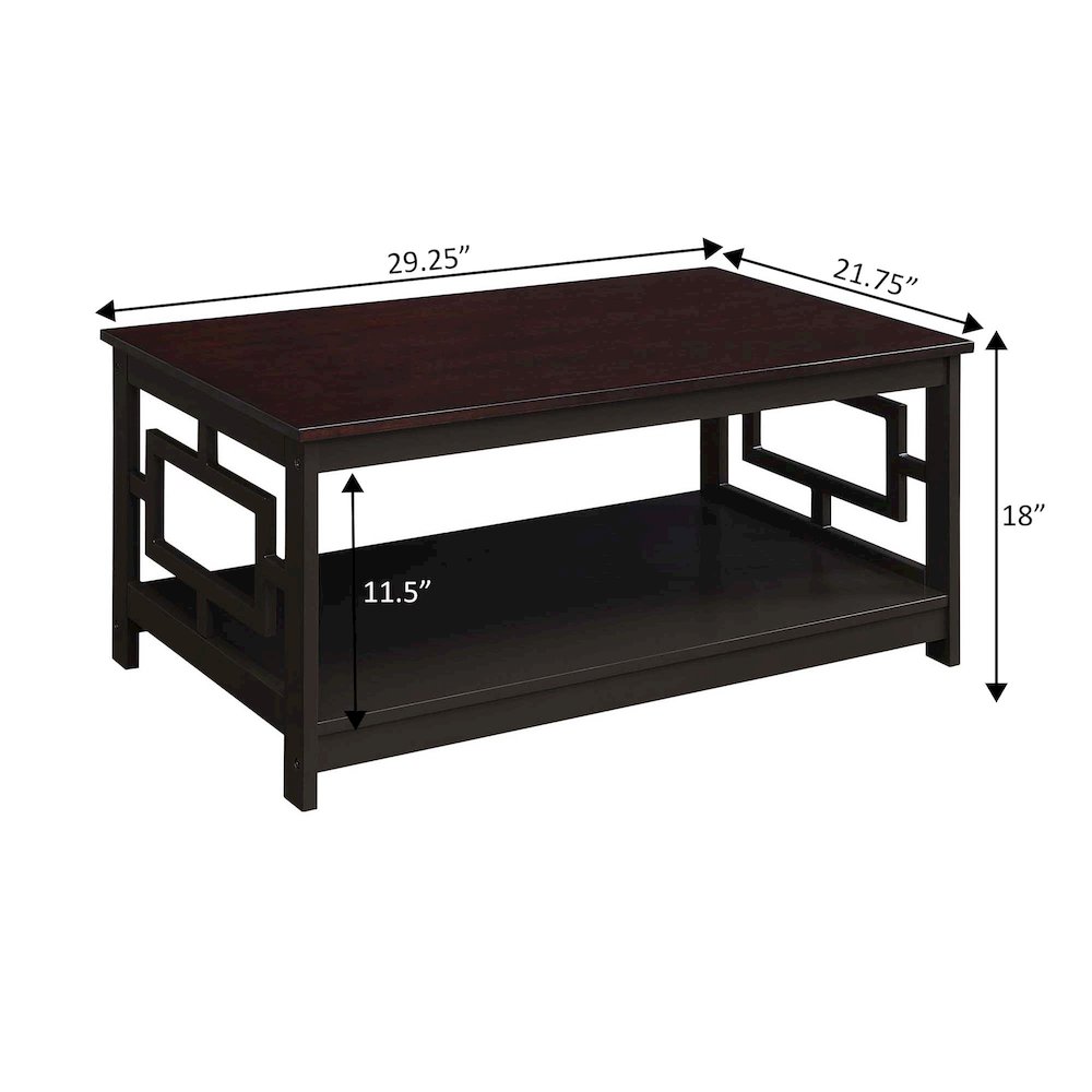 Town Square Coffee Table with Shelf, Espresso. Picture 4