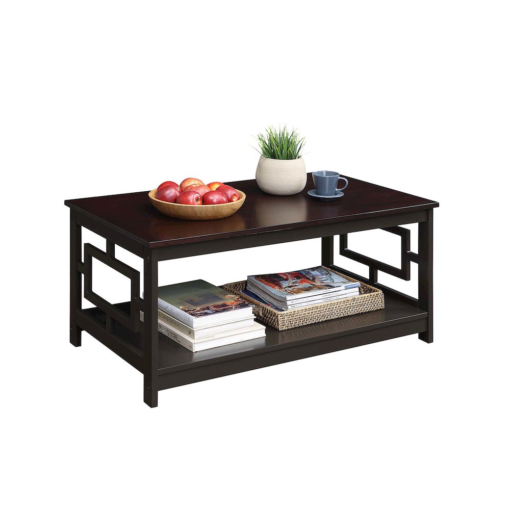 Town Square Coffee Table with Shelf, Espresso. Picture 3