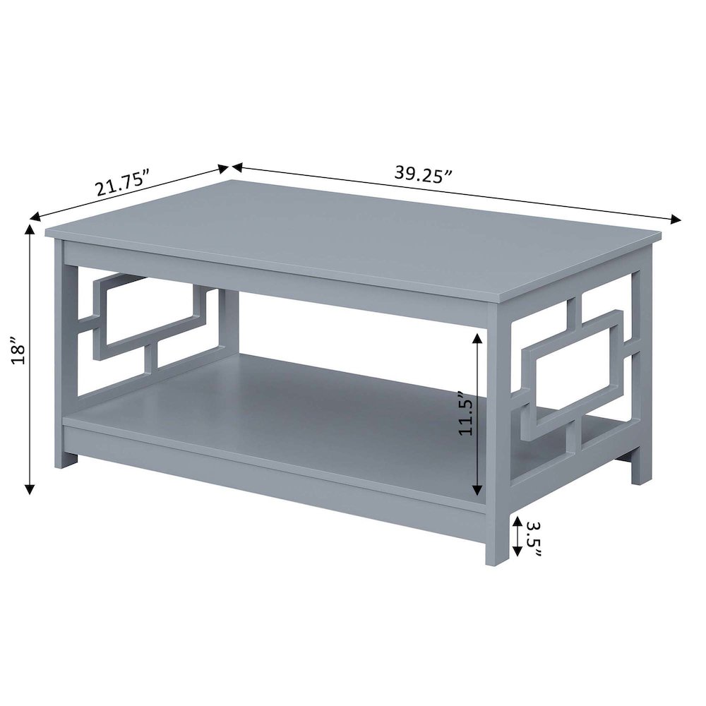 Town Square Coffee Table with Shelf, Gray. Picture 6