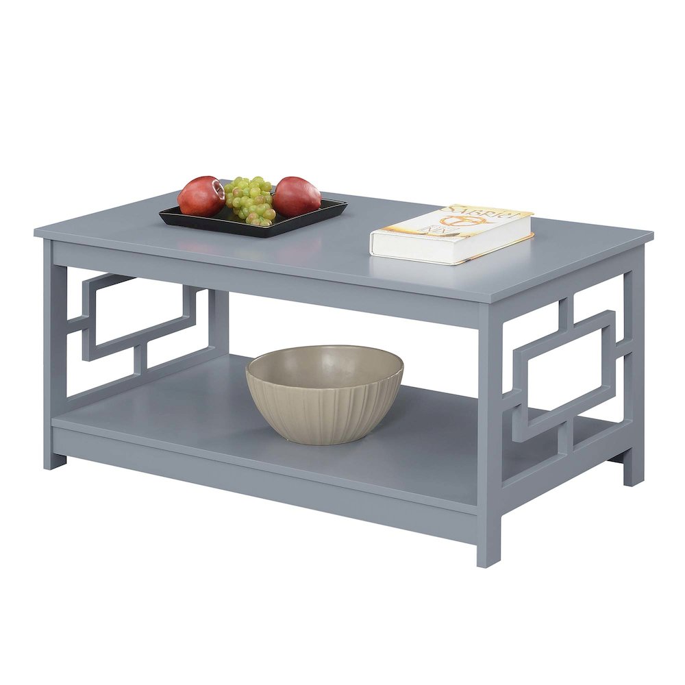 Town Square Coffee Table with Shelf, Gray. Picture 3