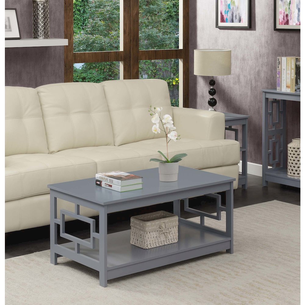 Town Square Coffee Table with Shelf, Gray. Picture 2
