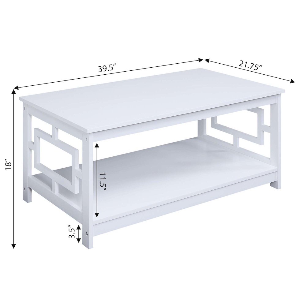 Town Square Coffee Table with Shelf, White. Picture 4