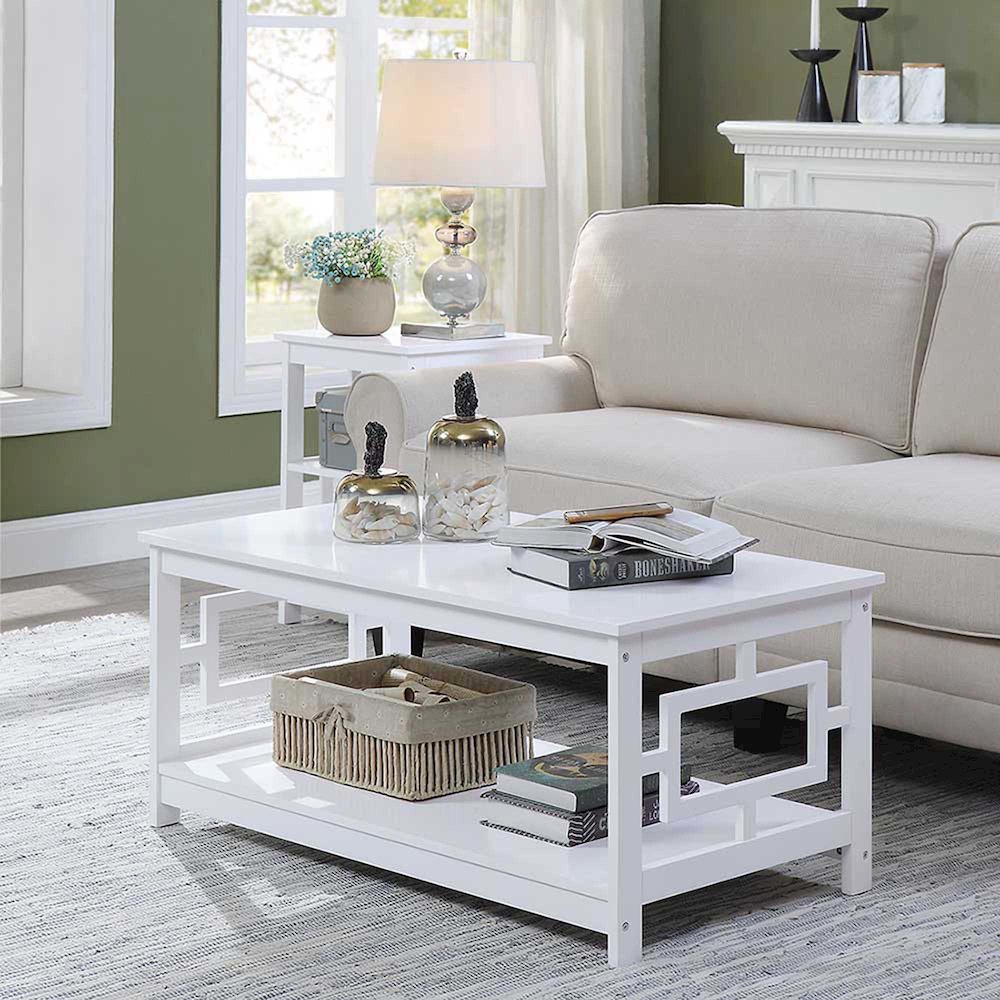 Town Square Coffee Table with Shelf, White. Picture 2