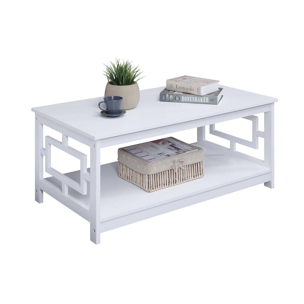 Town Square Coffee Table with Shelf, White. Picture 3