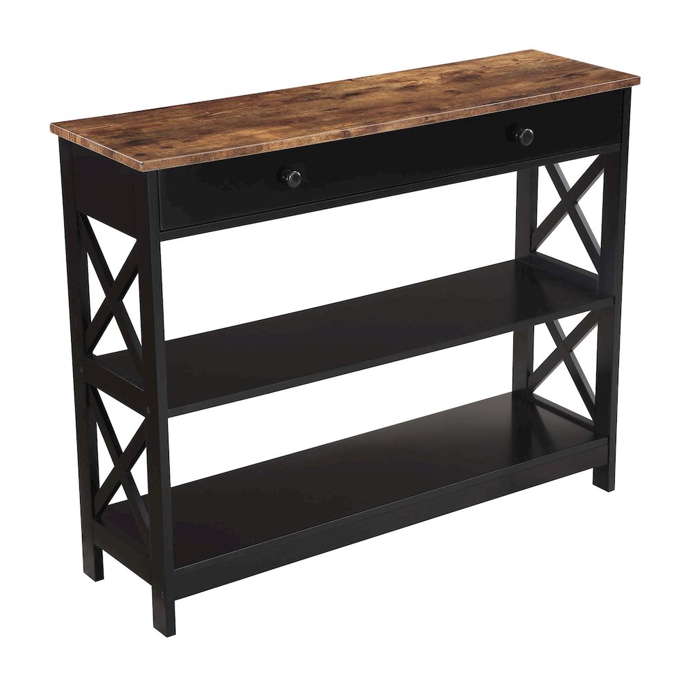 Oxford 1 Drawer Console Table with Shelves. Picture 1