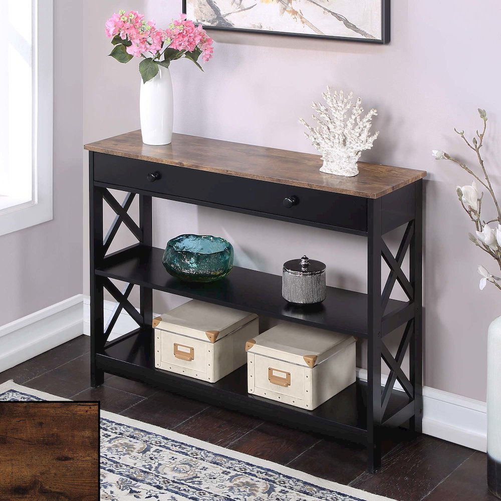 Oxford 1 Drawer Console Table with Shelves. Picture 2