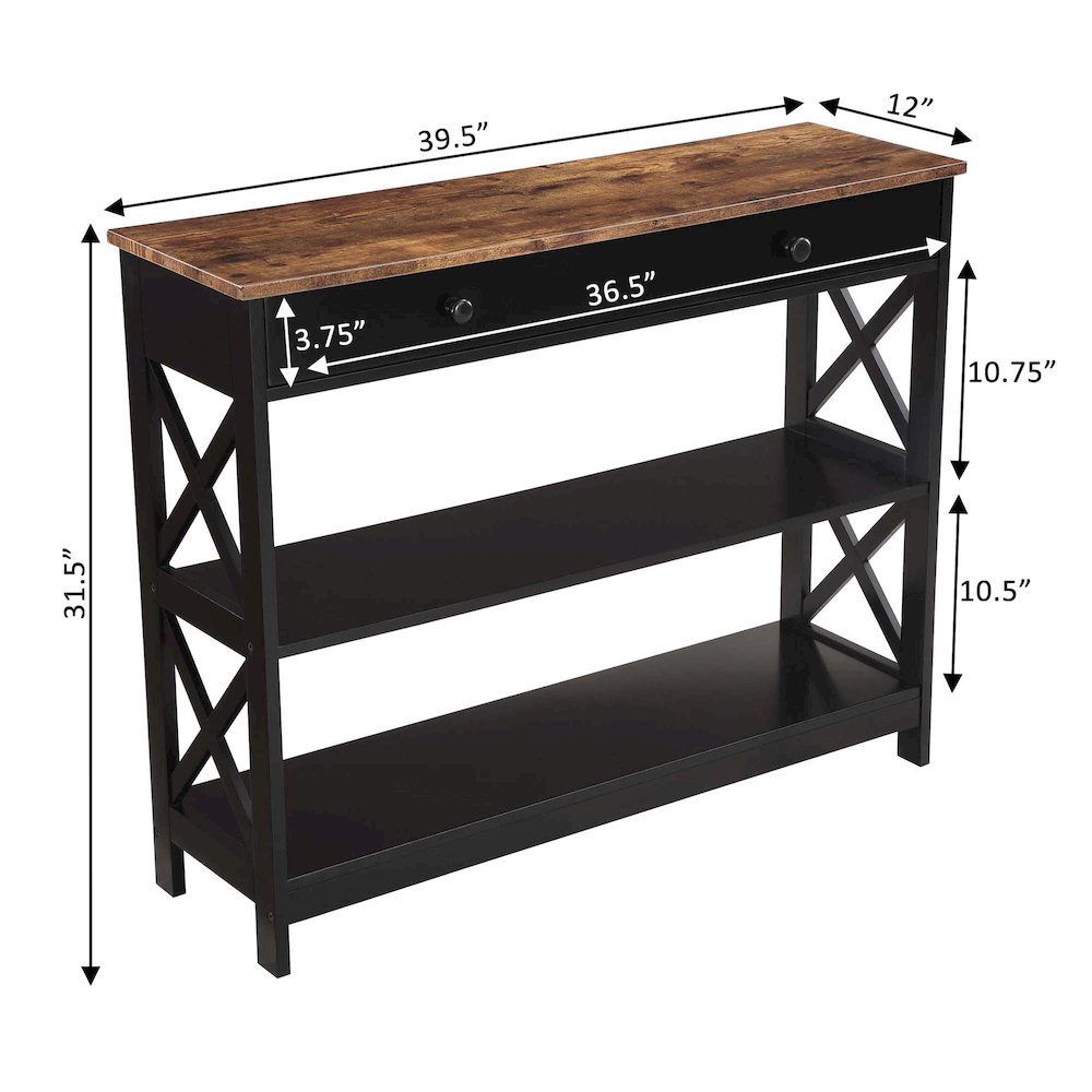 Oxford 1 Drawer Console Table with Shelves. Picture 6