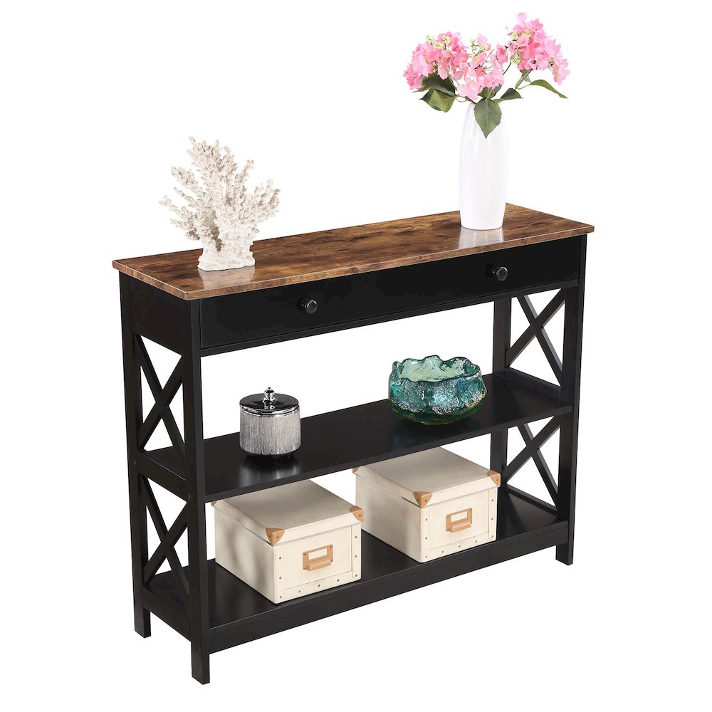 Oxford 1 Drawer Console Table with Shelves. Picture 3