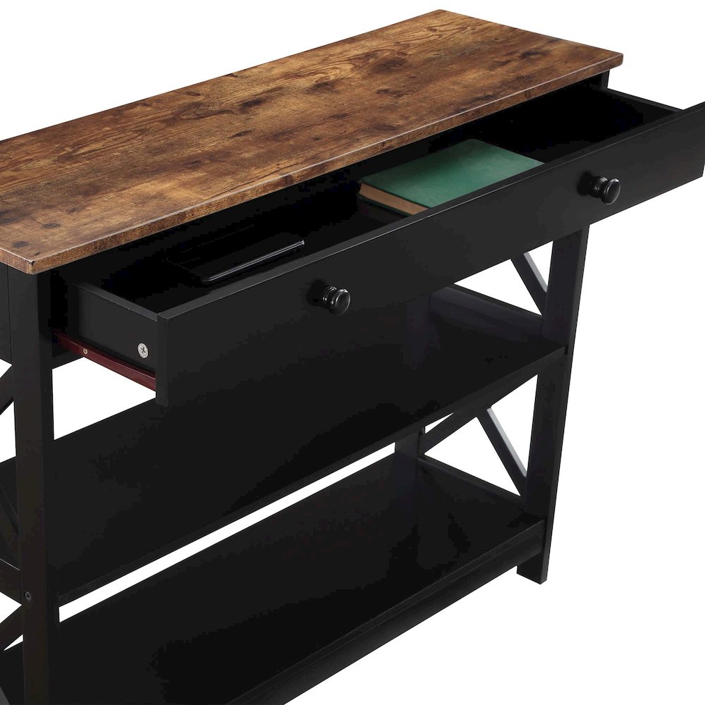 Oxford 1 Drawer Console Table with Shelves. Picture 4
