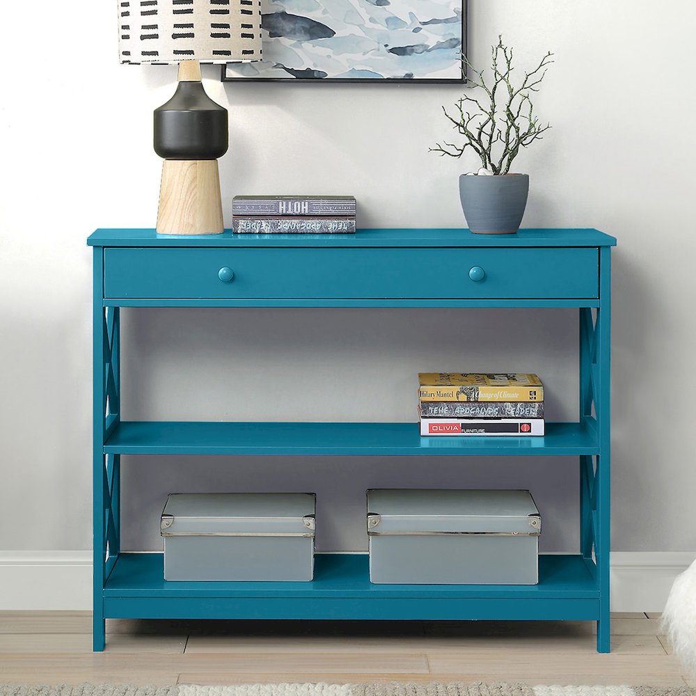 Oxford 1 Drawer Console Table with Shelves. Picture 2