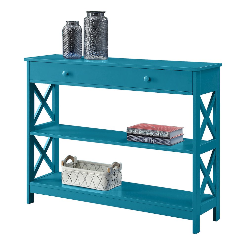 Oxford 1 Drawer Console Table with Shelves. Picture 3