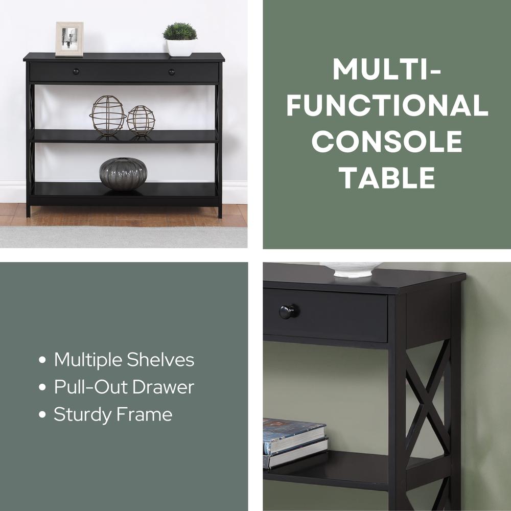 Oxford 1 Drawer Console Table with Shelves. Picture 4