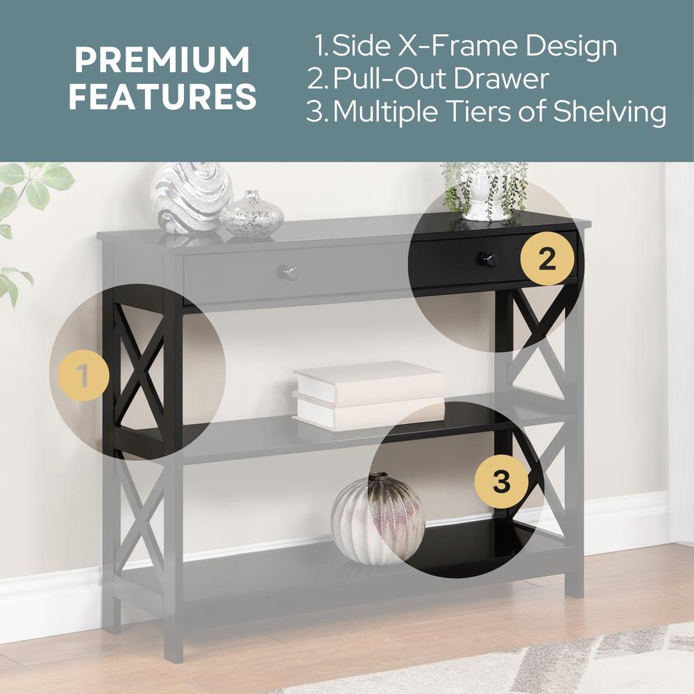 Oxford 1 Drawer Console Table with Shelves. Picture 6