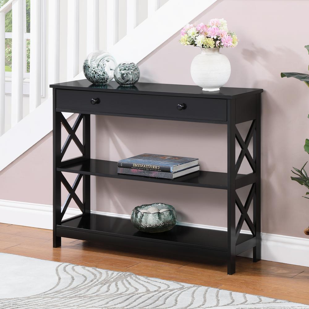 Oxford 1 Drawer Console Table with Shelves. Picture 2