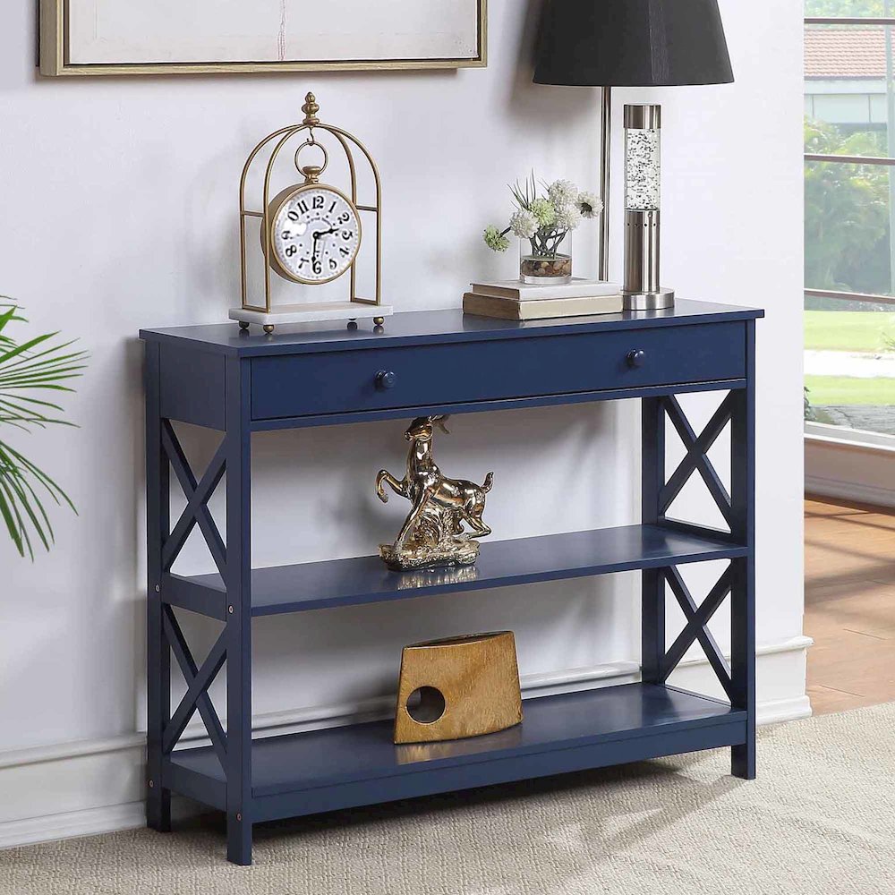 Oxford 1 Drawer Console Table with Shelves. Picture 2