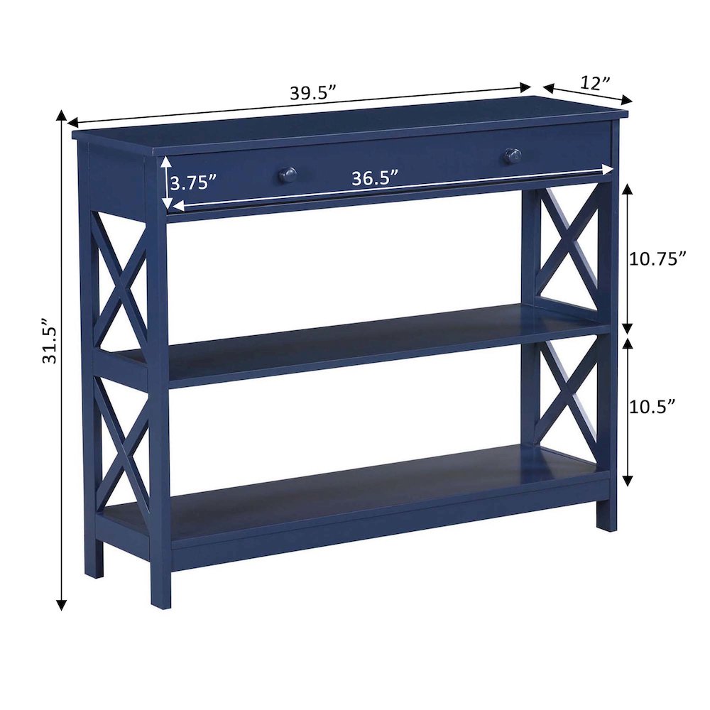 Oxford 1 Drawer Console Table with Shelves. Picture 6