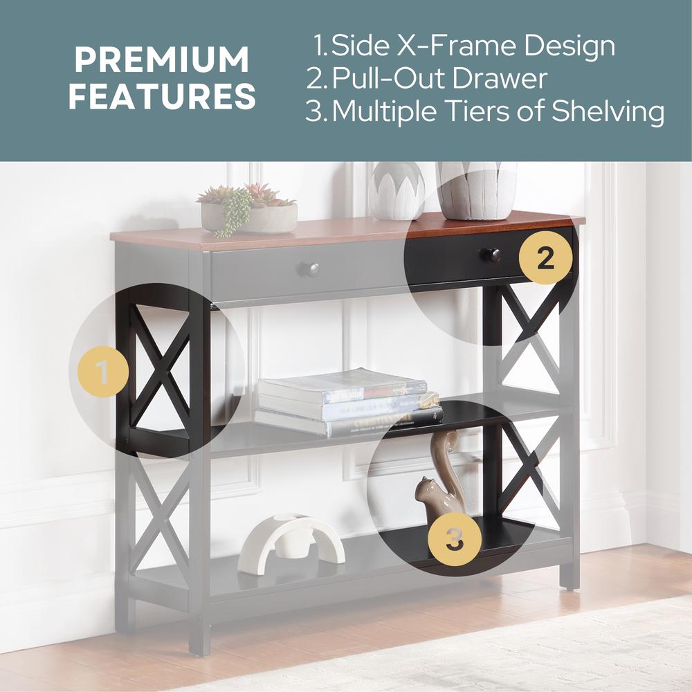 Oxford 1 Drawer Console Table with Shelves. Picture 9