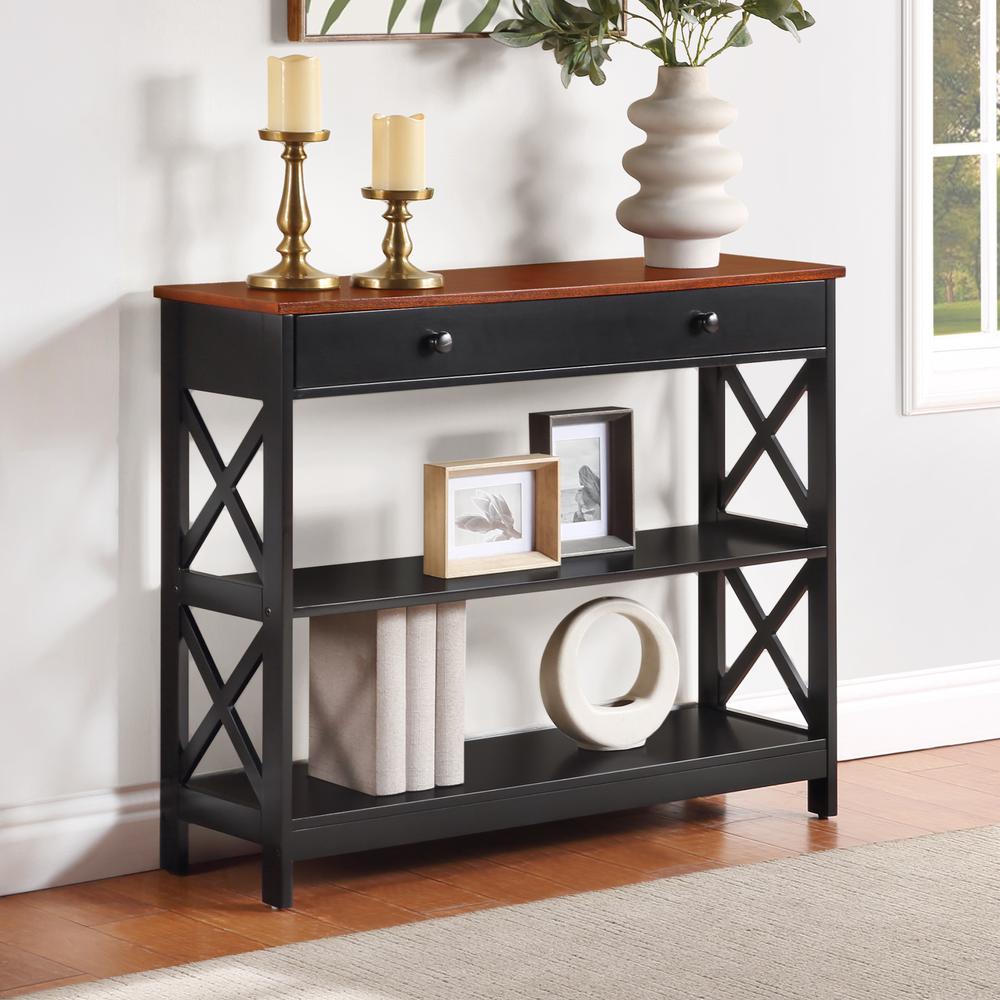 Oxford 1 Drawer Console Table with Shelves. Picture 2