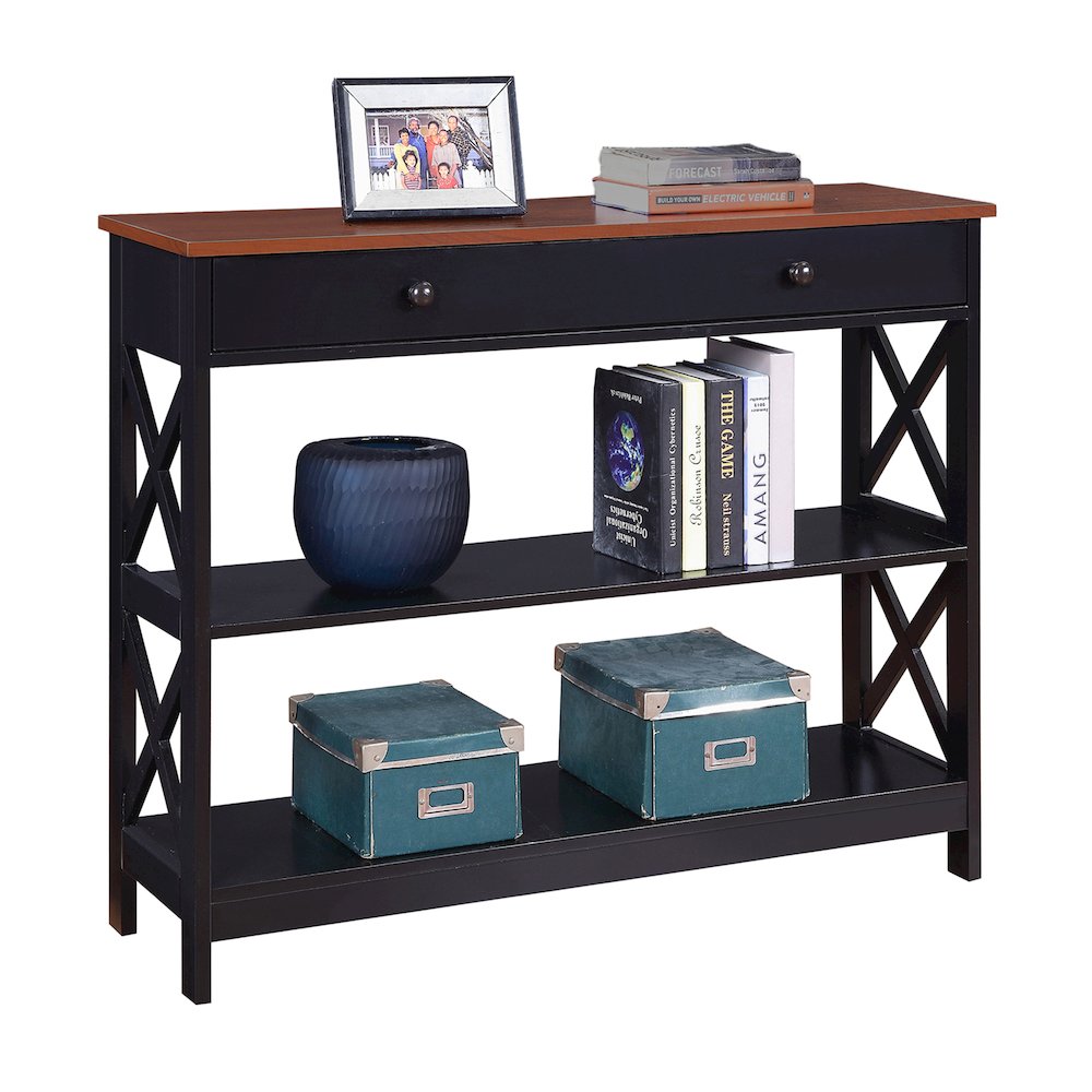 Oxford 1 Drawer Console Table with Shelves. Picture 3