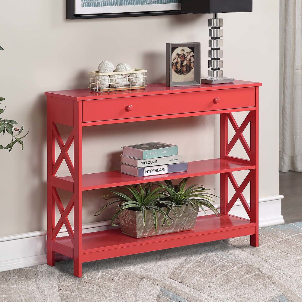 Oxford 1 Drawer Console Table with Shelves. Picture 2
