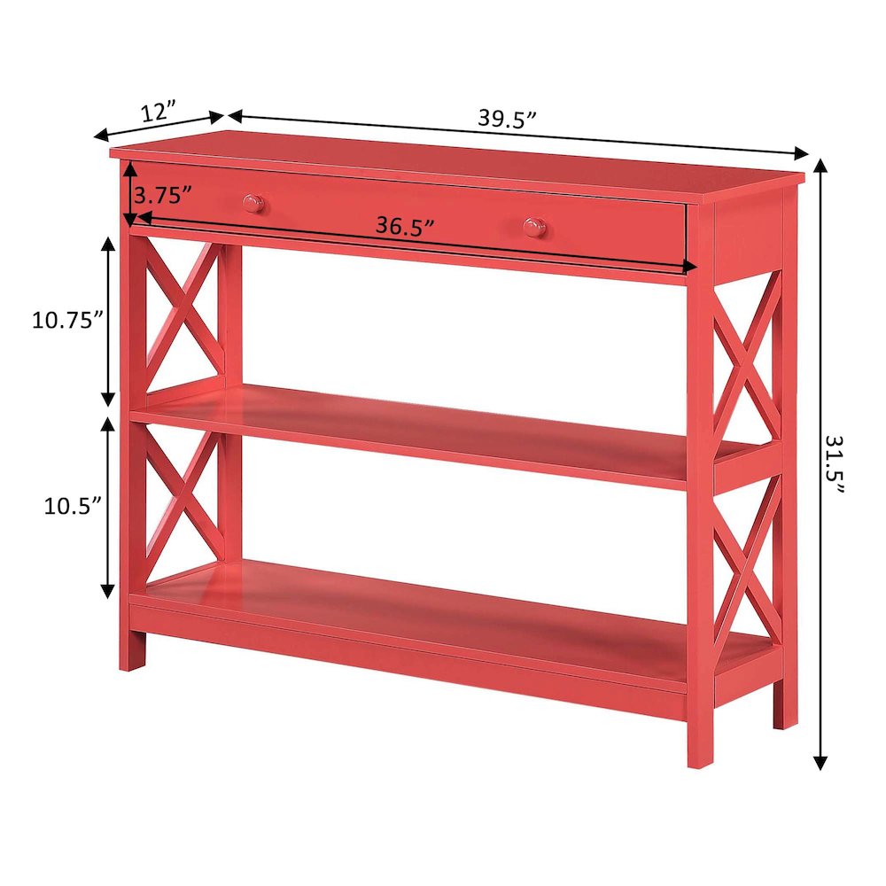 Oxford 1 Drawer Console Table with Shelves. Picture 6
