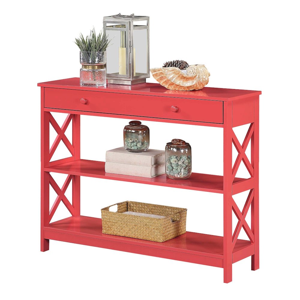 Oxford 1 Drawer Console Table with Shelves. Picture 3