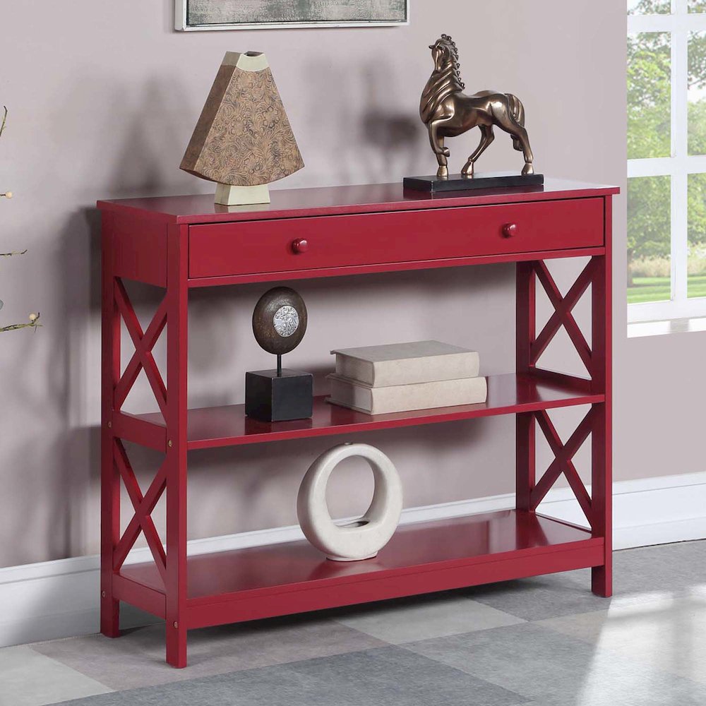 Oxford 1 Drawer Console Table with Shelves. Picture 2
