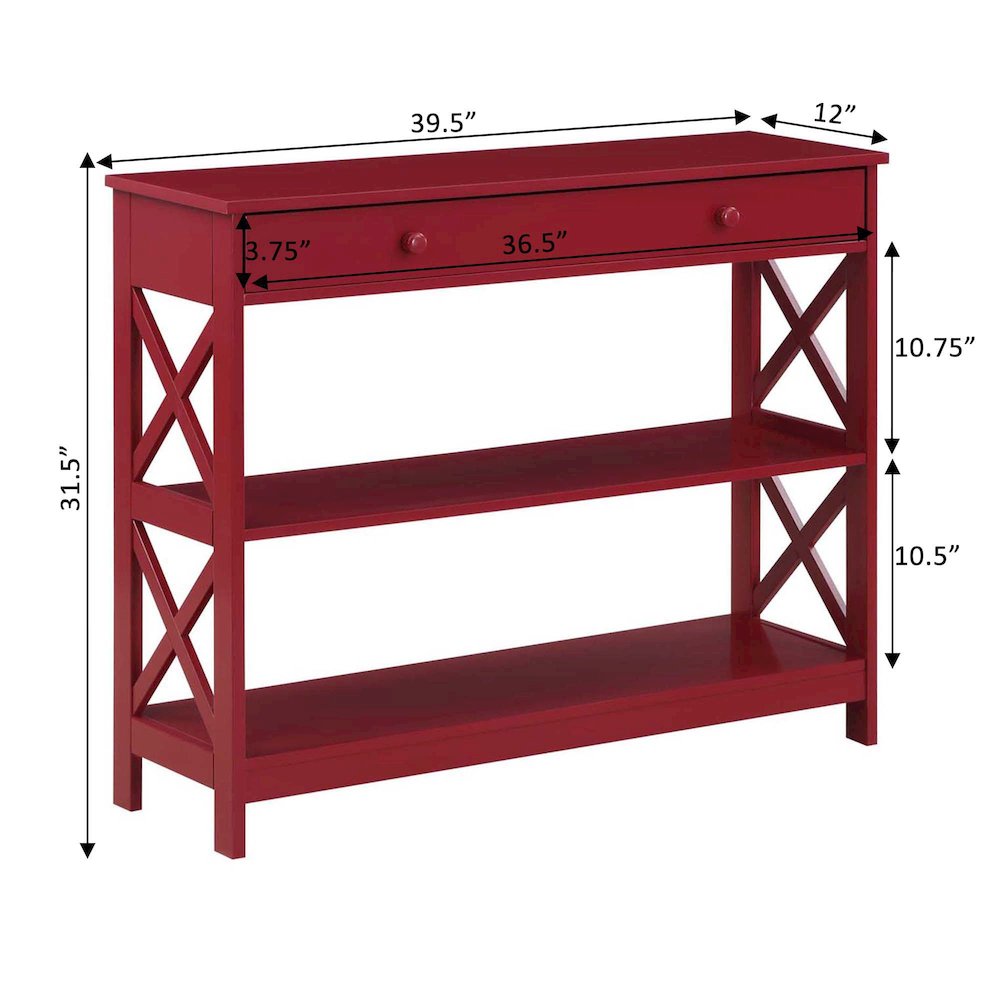 Oxford 1 Drawer Console Table with Shelves. Picture 5