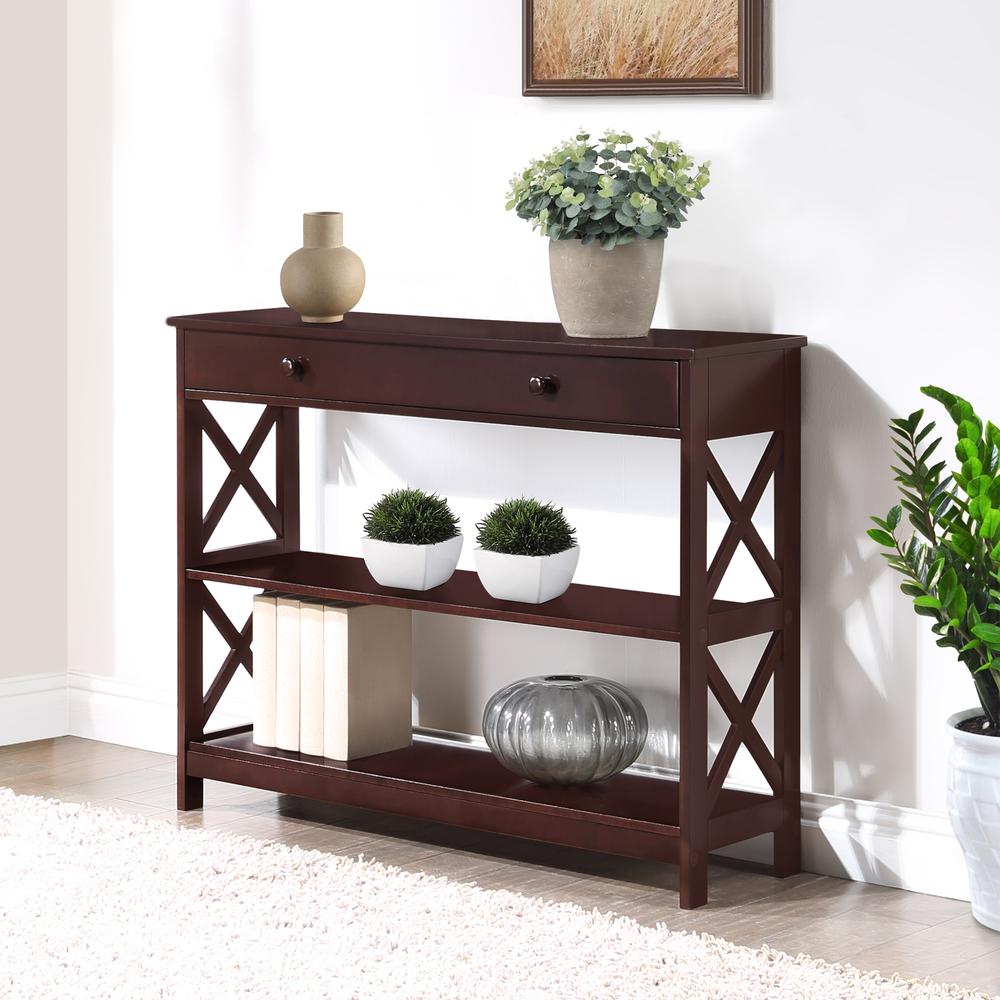 Oxford 1 Drawer Console Table with Shelves. Picture 3