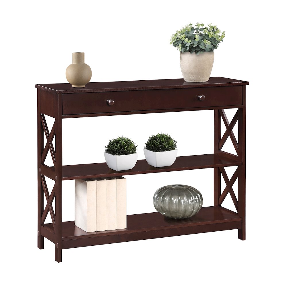 Oxford 1 Drawer Console Table with Shelves. Picture 3
